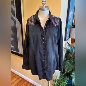 wrangler rock 47 black western shirt